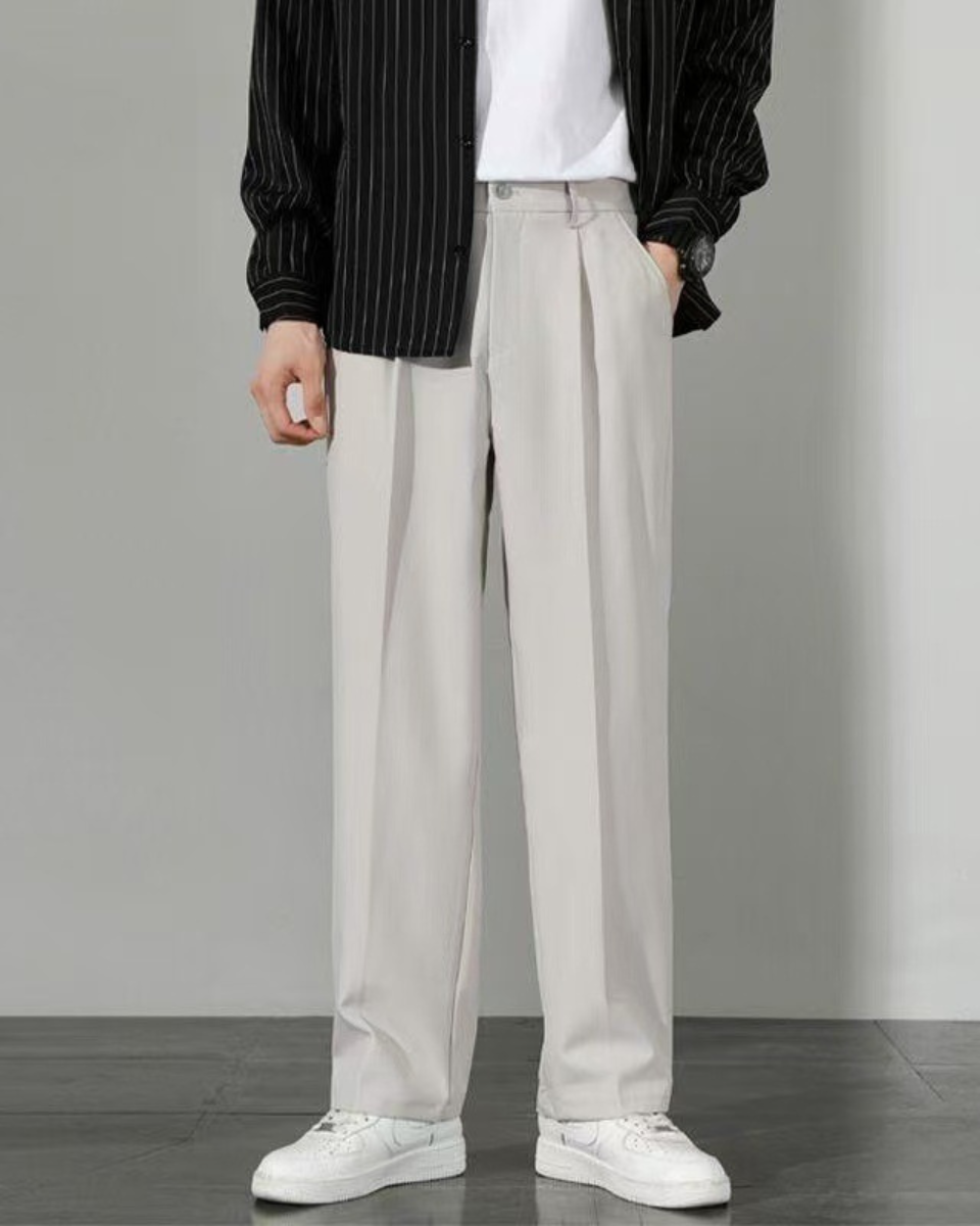 WIDE STRAIGHT BUSINESS PANTS